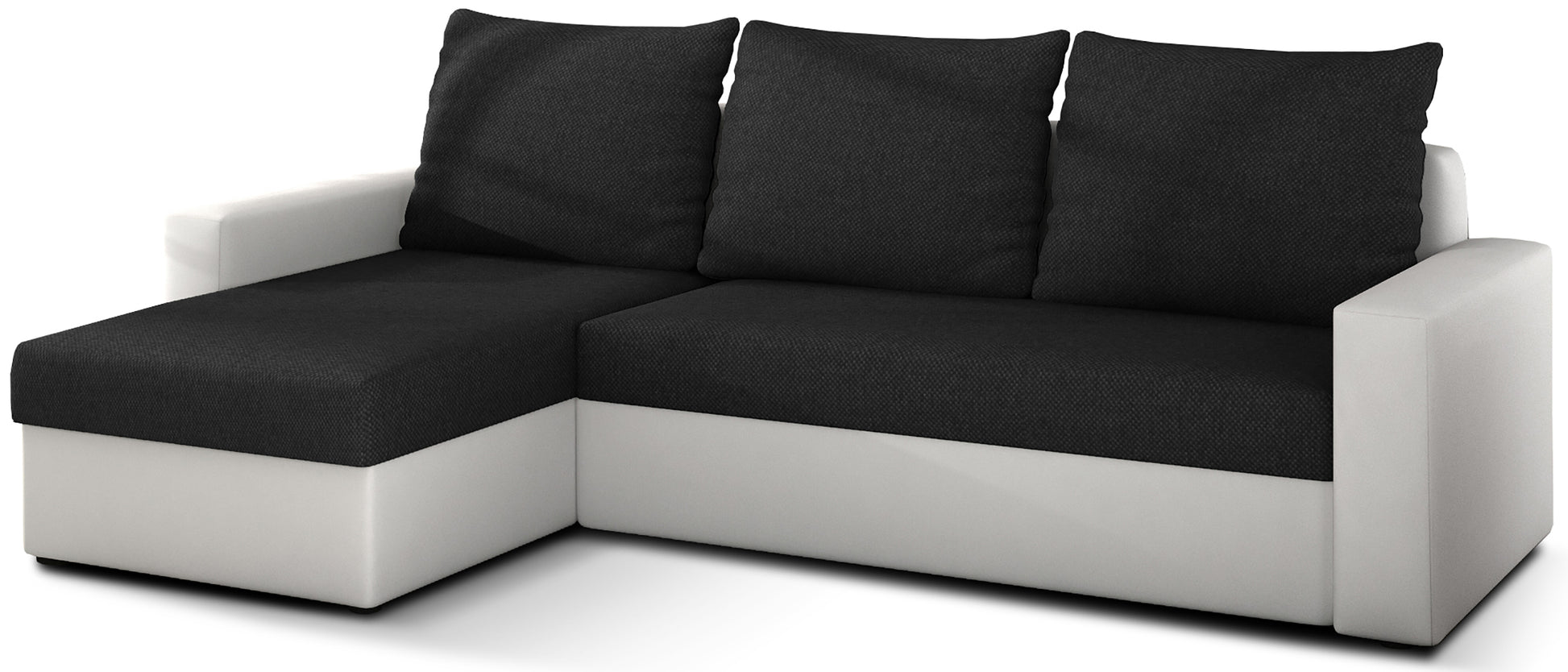 Narożnik Livio czarny z białą podstawą Soft 17 – zdjęcie produktowe na białym tle.