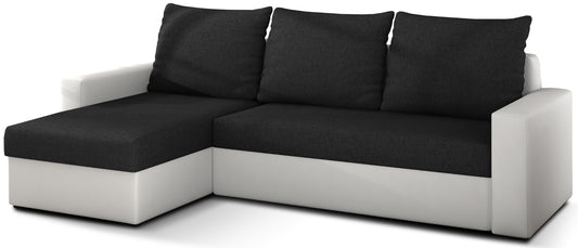 Narożnik Livio czarny z białą podstawą Soft 17 – zdjęcie produktowe na białym tle.