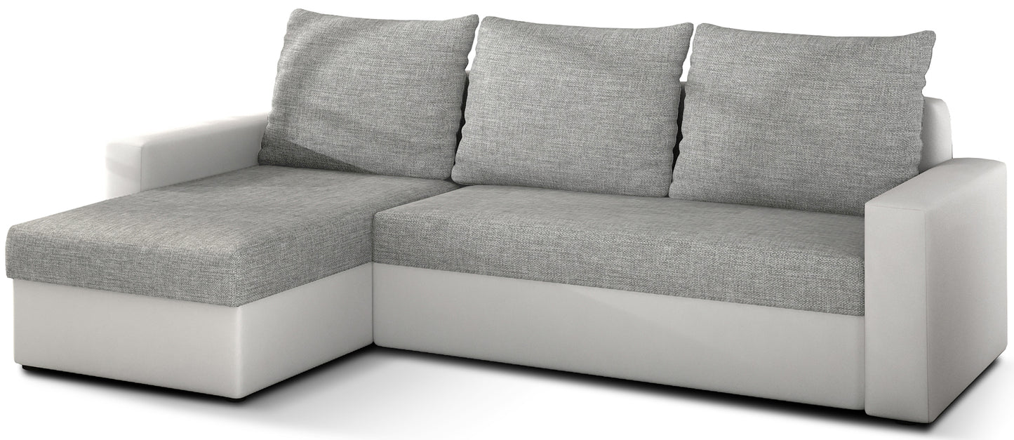 Narożnik Livio w tkaninie Sawana 21 szary z białymi bokami Soft 17 – ujęcie produktowe.