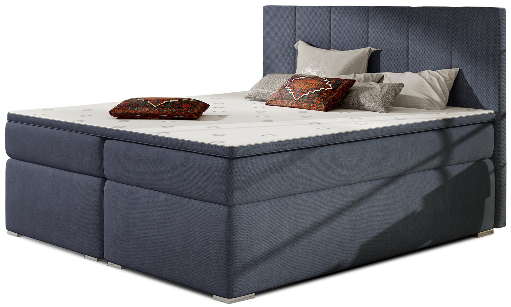 Łóżko Bolero 140x200 w kolorze Soro 76 granatowy – widok produktu na białym tle.