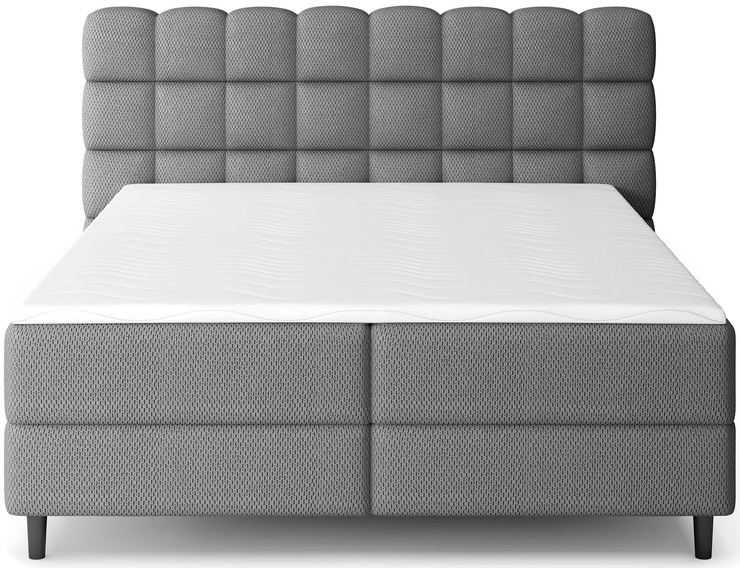 Ciemnoszare łóżko Camma Calmora 05 z wysokim wezgłowiem i pojemnikiem, idealne do aranżacji w nowoczesnym stylu