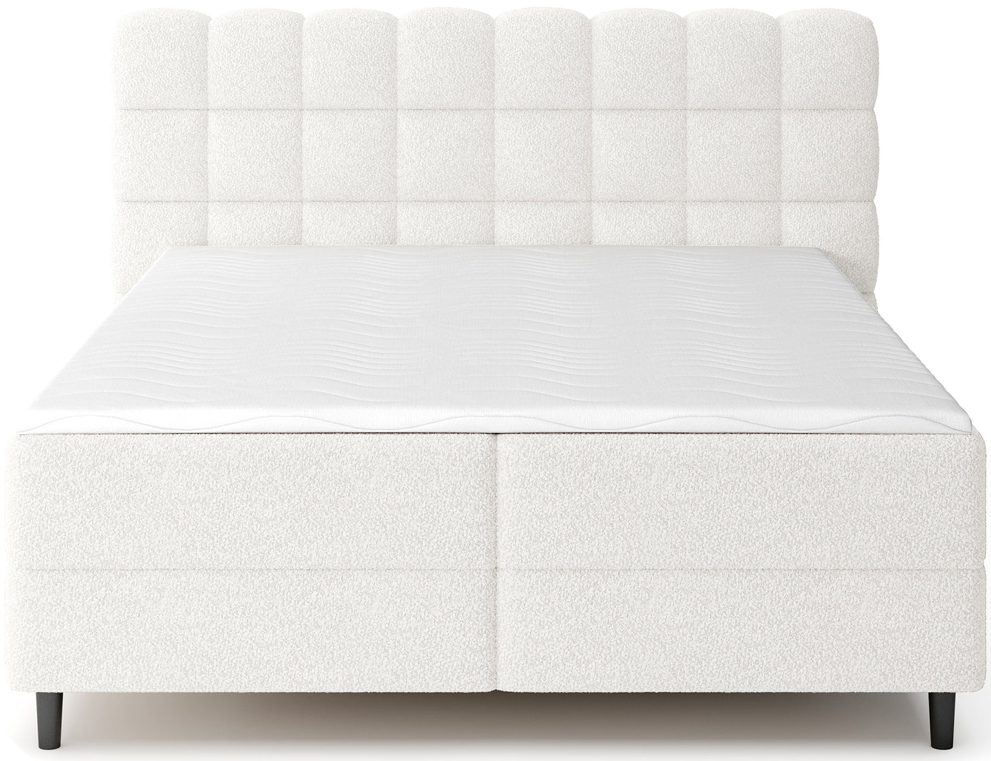 Białe łóżko Camma Royal 01 z efektownym wezgłowiem i praktycznym pojemnikiem na pościel