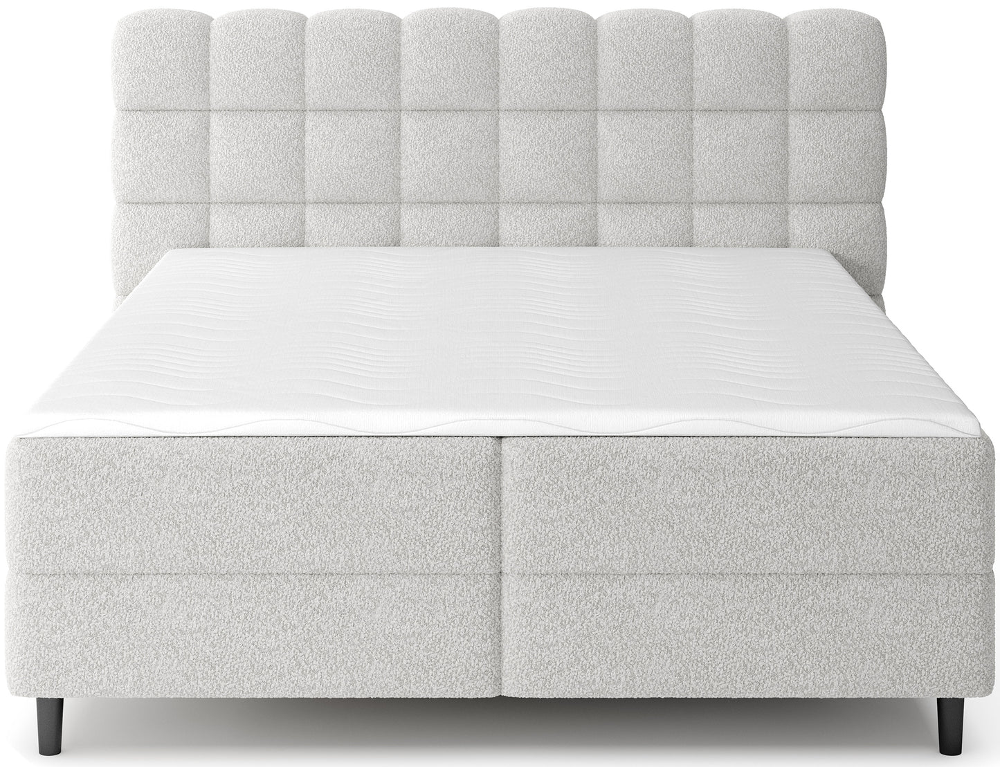 Szare łóżko Camma Royal 04 z efektownym wezgłowiem i pojemnikiem na pościel, idealne do nowoczesnej sypialni