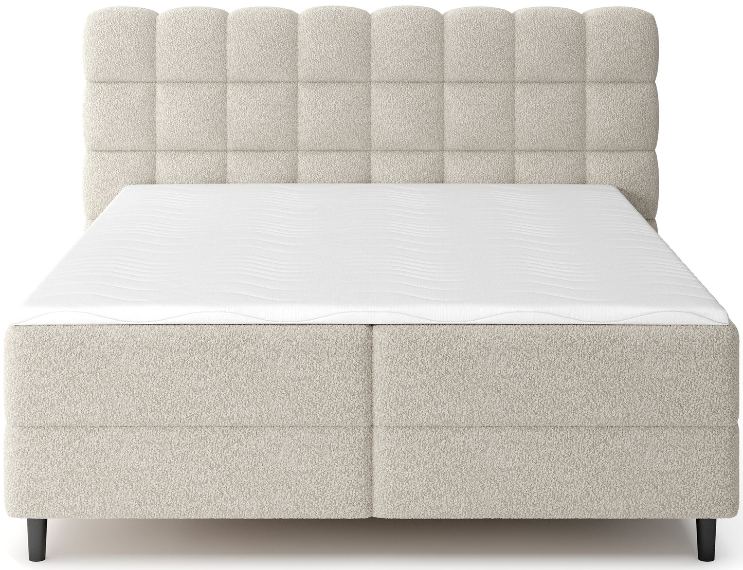 Beżowe łóżko Camma Royal 20 z wysokim wezgłowiem i pojemnikiem na pościel, idealne do nowoczesnych aranżacji