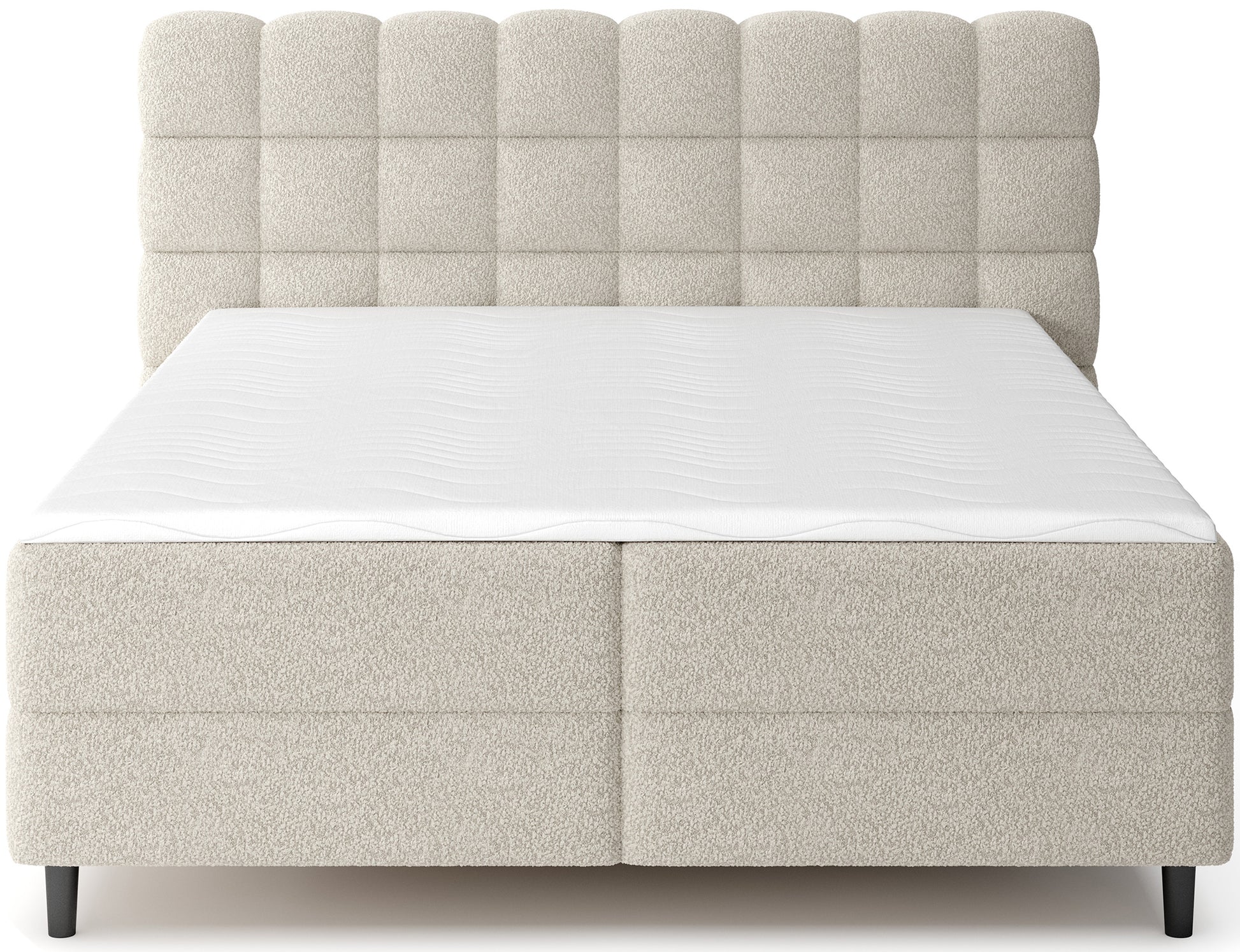 Beżowe łóżko Camma Royal 20 z wysokim wezgłowiem i pojemnikiem na pościel, idealne do nowoczesnych aranżacji