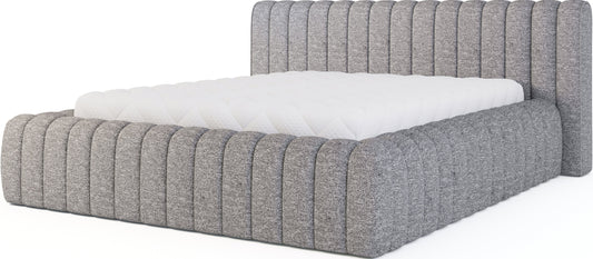 Łóżko tapicerowane Carilla w tkaninie Coralline 03 jasnoszary – nowoczesny design, eleganckie przeszycia i miękkie obicie.