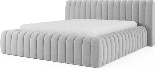 Łóżko Carilla Royal 04 w jasnoszarym odcieniu z miękkim pikowaniem – tapicerowany model do stylowej i komfortowej sypialni