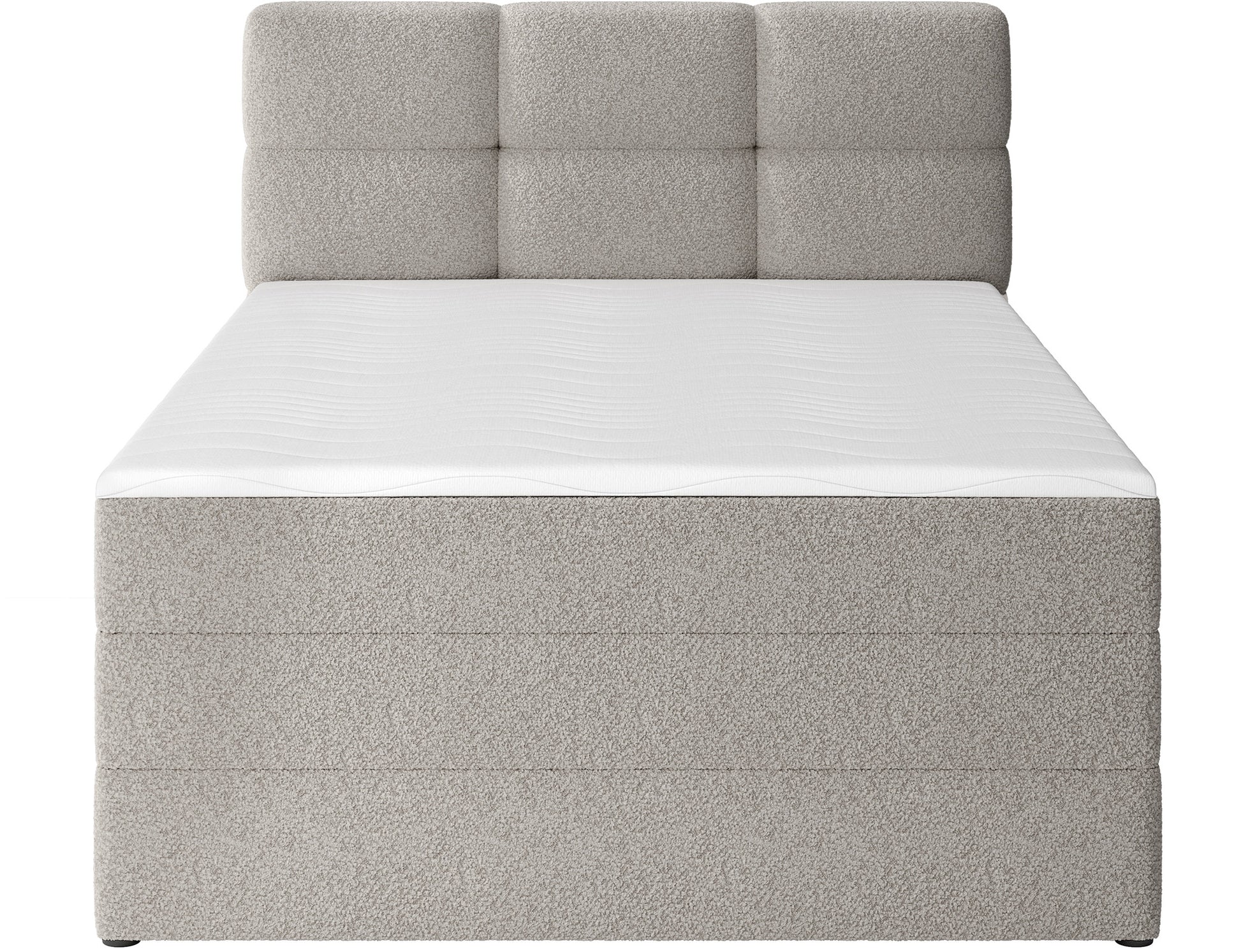 Nowoczesne łóżko Royal 20 beżowe, minimalistyczny design z wysokim zagłówkiem, idealne do eleganckiej sypialni.