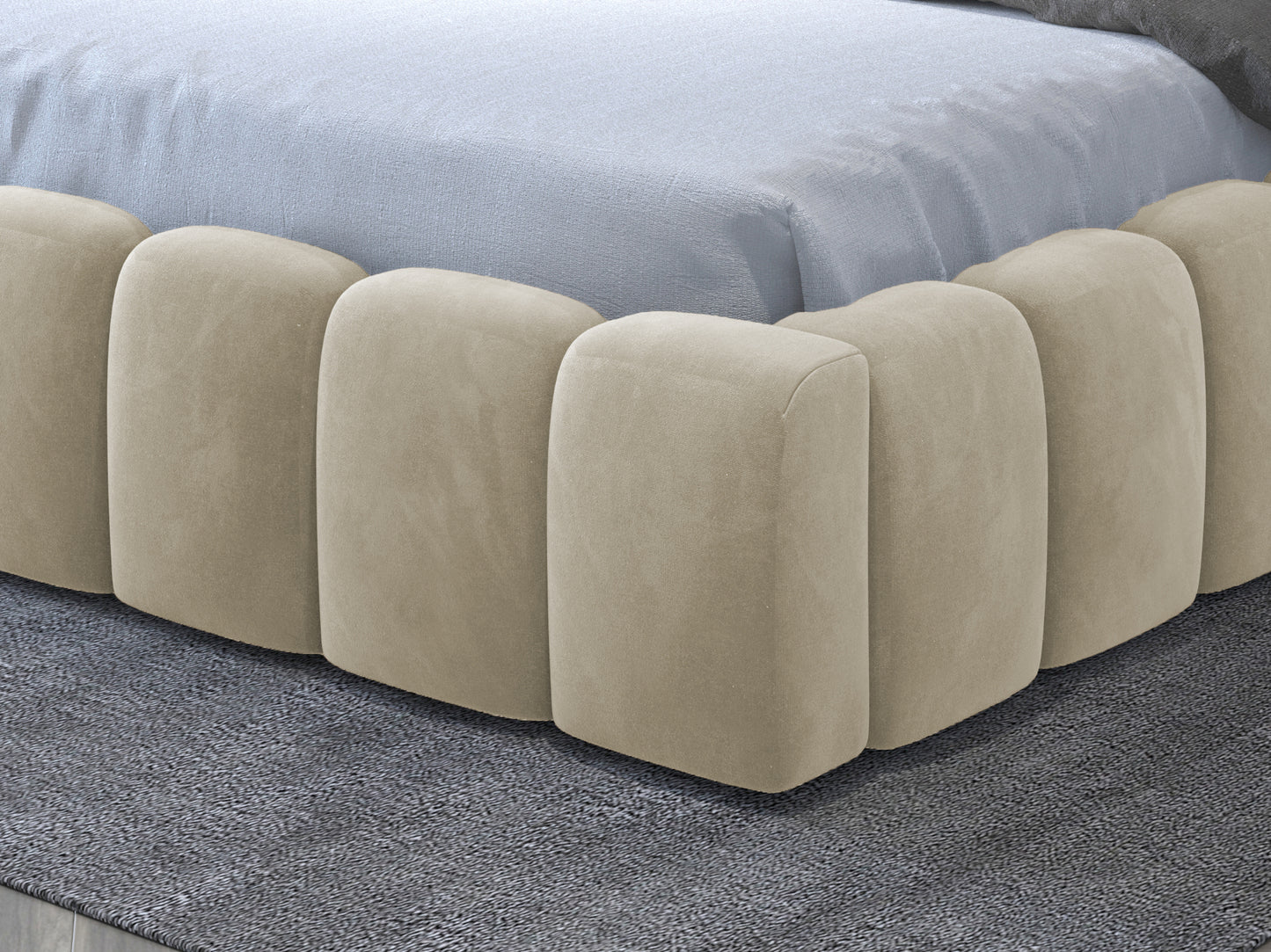 Bok łóżka Lamica II Monolith 04 beżowy – miękkie, tapicerowane elementy ramy w nowoczesnym stylu.