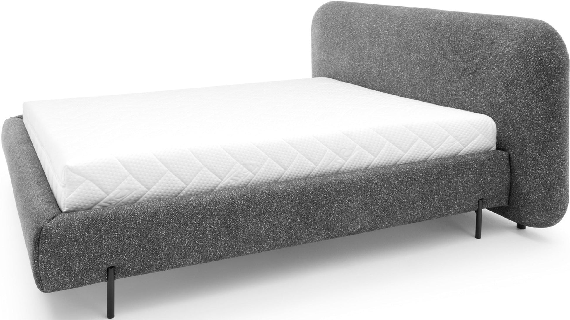 Zdjęcie prezentuje nowoczesne łóżko Pointt z tapicerowanym zagłówkiem w tkaninie Breona 04 – prostota w eleganckim wydaniu.