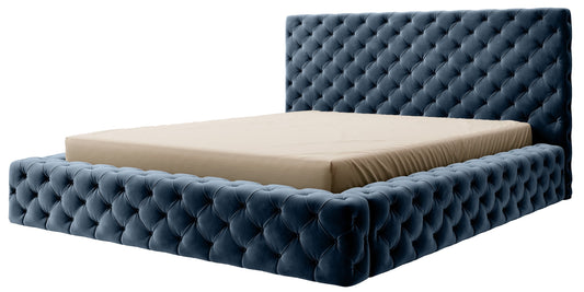 Łóżko Princce 180x200 w kolorze Lukso 40 granatowy – widok produktu na białym tle.