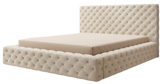 Łóżko Princce 180x200 w kolorze Royal 18 kremowy – widok produktu na białym tle.