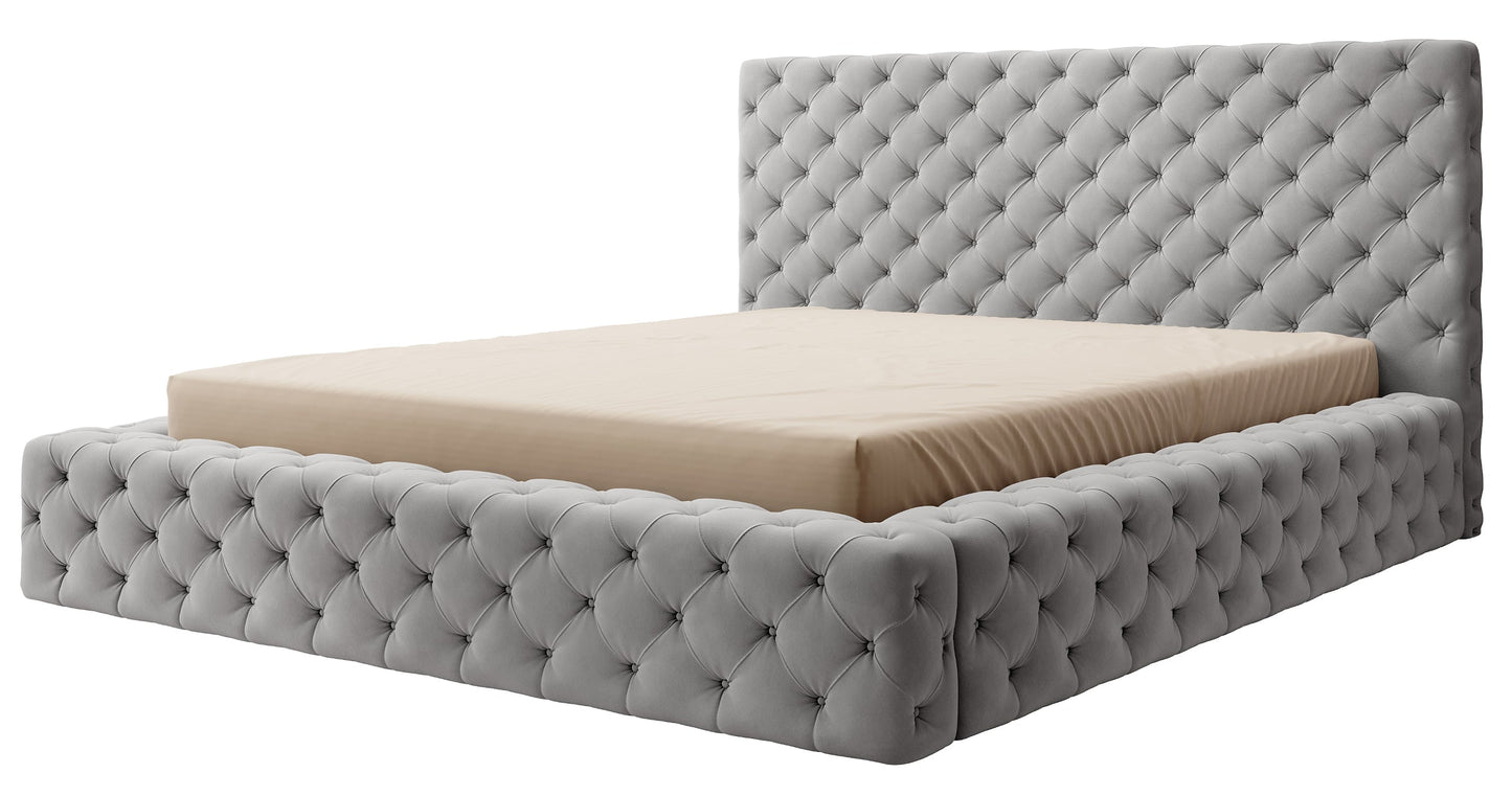 Łóżko Princce 160x200 w kolorze Sola 04 jasnoszary – widok produktu na białym tle.