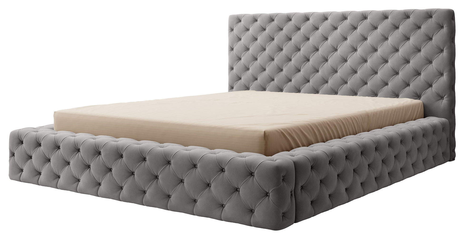 Łóżko Princce 180x200 w kolorze Sola 06 szary – widok produktu na białym tle.