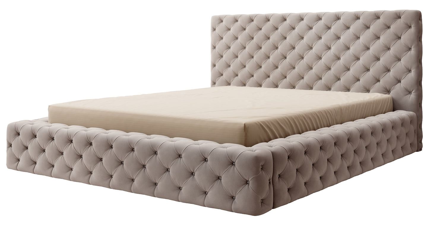 Łóżko Princce 160x200 w kolorze Sola 18 beżowy – widok produktu na białym tle.