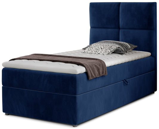 Łóżko Rivia w kolorze Kronos 09 granatowy o wymiarach 90x200 cm, widok z przodu na białym tle.