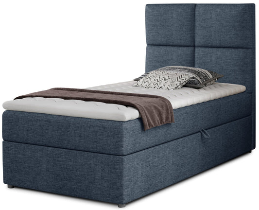 Łóżko Rivia w kolorze Sawana 80 ciemnoniebieski o wymiarach 90x200 cm, widok z przodu na białym tle.