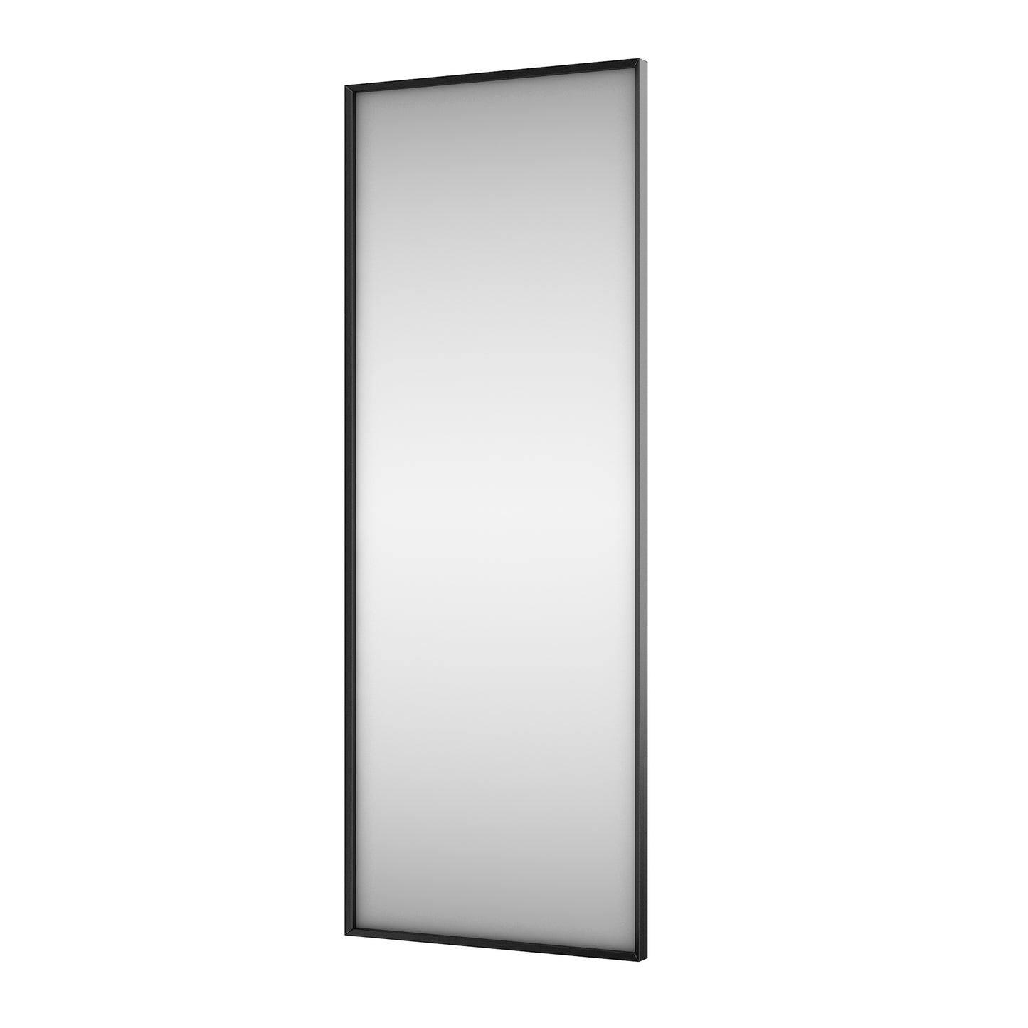 Nowoczesne prostokątne lustro ścienne z czarną, wąską ramą – idealne do sypialni, garderoby lub przedpokoju.