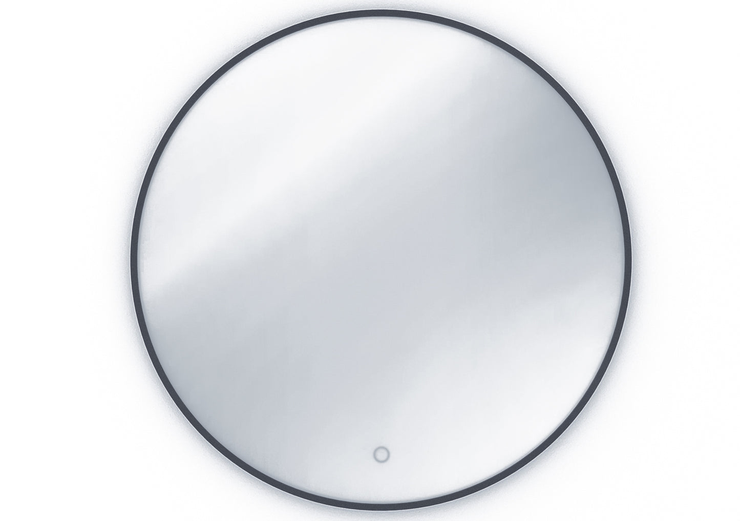 Okrągłe lustro Divissi A 80 cm z podświetleniem LED i dotykowym włącznikiem, widok produktu na białym tle.