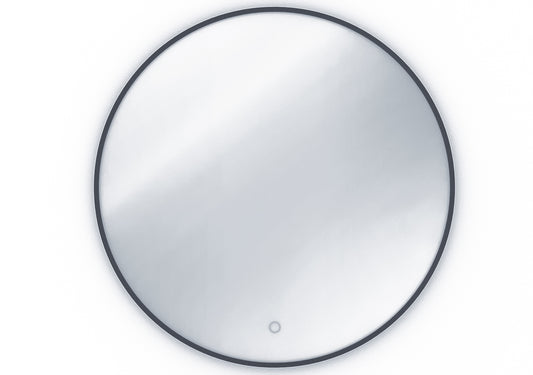 Okrągłe lustro Divissi A 80 cm z podświetleniem LED i dotykowym włącznikiem, widok produktu na białym tle.