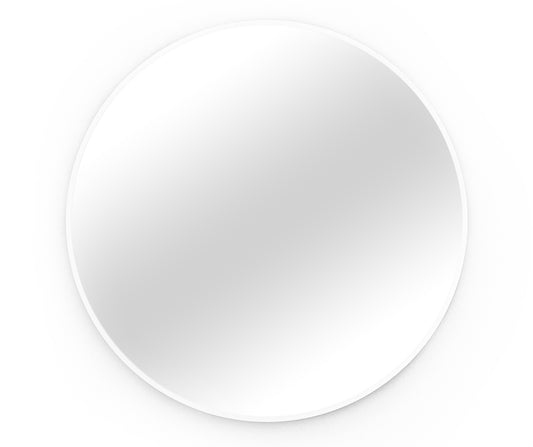 Okrągłe lustro Elistul o średnicy 60 cm z cienką białą ramą. Kompaktowy model doskonale sprawdzi się w łazience, przedpokoju, sypialni lub garderobie, optycznie rozjaśniając wnętrze i nadając mu nowoczesny, minimalistyczny charakter.
