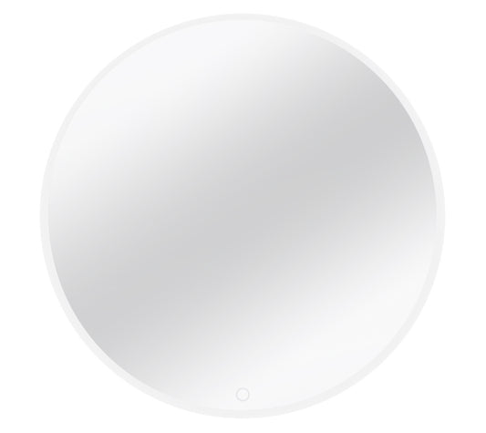 Okrągłe lustro Elistul A LED o średnicy 80 cm z podświetleniem LED i subtelną białą ramą. Nowoczesny model zapewnia komfort podczas codziennej pielęgnacji, optycznie powiększa przestrzeń i doskonale sprawdza się w łazience, sypialni oraz przedpokoju.