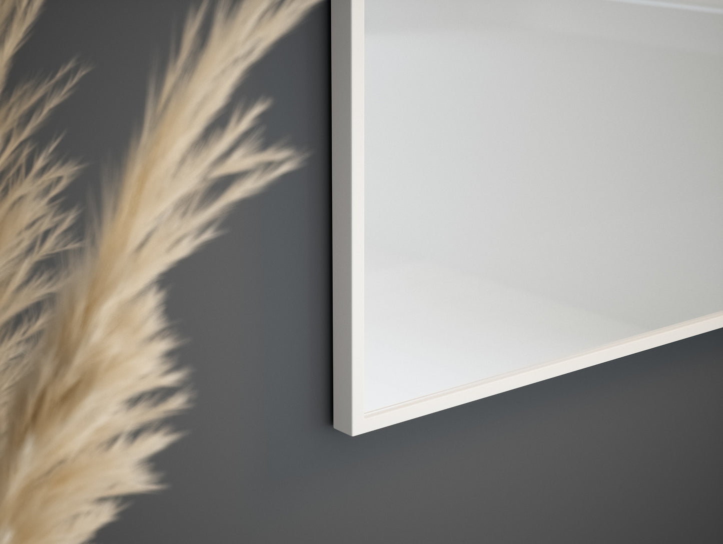 Lustro ścienne Fellan 60×70 cm – detal białej aluminiowej ramy
