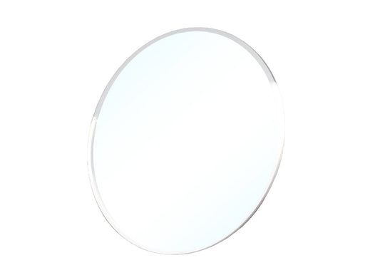 Okrągłe lustro Grace o średnicy 100 cm w białej ramie, widok na białym tle.