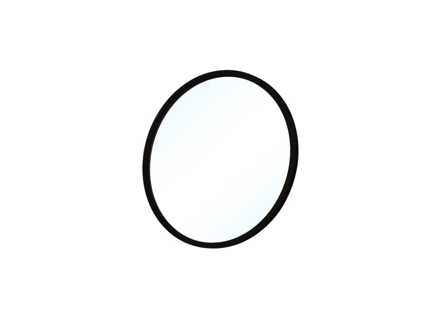 Okrągłe lustro Grace o średnicy 60 cm w czarnej ramie, widok na białym tle.