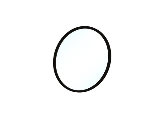 Okrągłe lustro Grace o średnicy 60 cm w czarnej ramie, widok na białym tle.