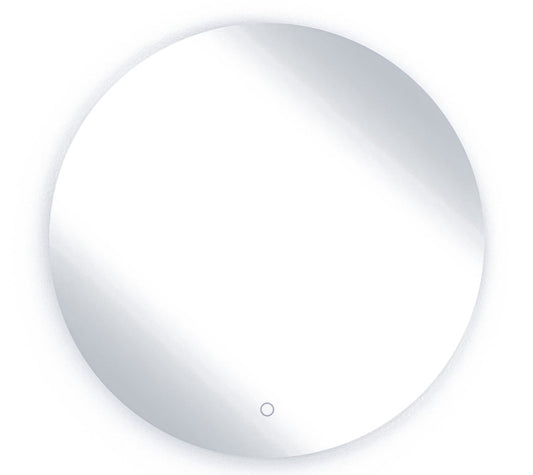 Okrągłe lustro Orandiu A 60 cm w kolorze uniwersalnym z podświetleniem LED i dotykowym włącznikiem, widok produktu na białym tle.