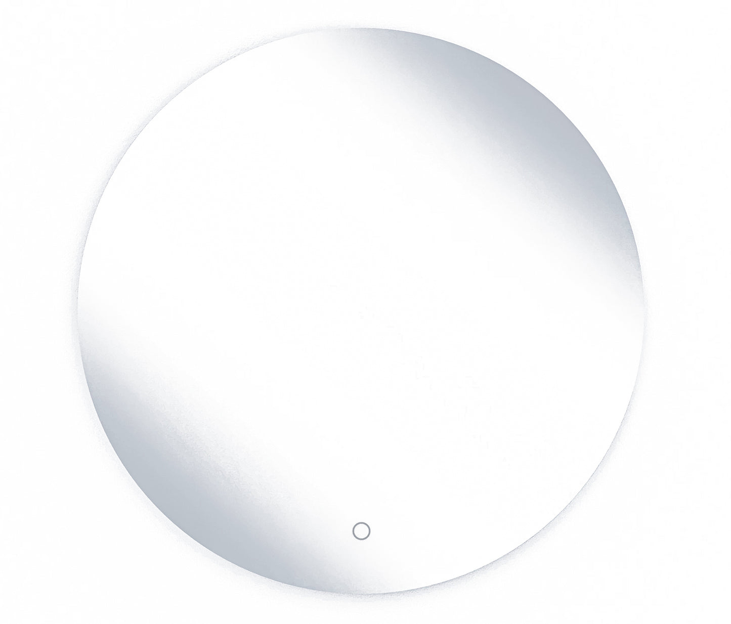 Okrągłe lustro Orandiu A 80 cm w kolorze uniwersalnym z podświetleniem LED i dotykowym włącznikiem, widok produktu na białym tle.