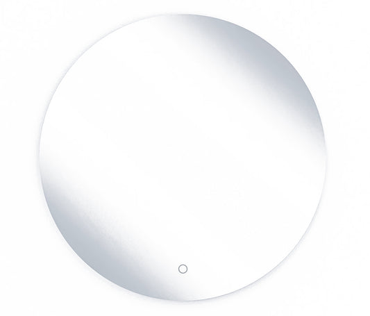 Okrągłe lustro Orandiu A 80 cm w kolorze uniwersalnym z podświetleniem LED i dotykowym włącznikiem, widok produktu na białym tle.