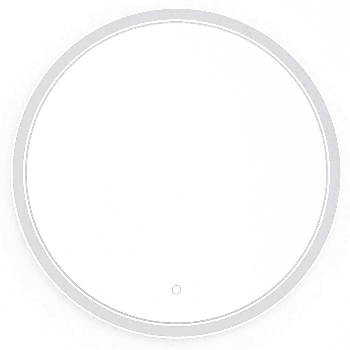 Okrągłe lustro Orandiu L 60 cm z podświetleniem LED i dotykowym włącznikiem, widok produktu na białym tle.