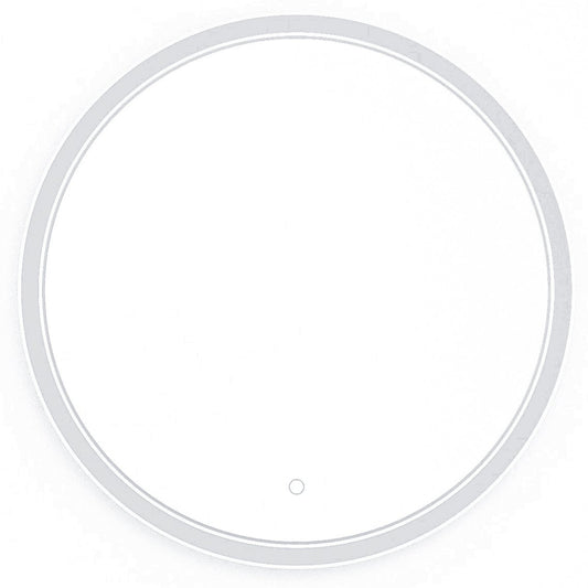 Okrągłe lustro Orandiu L 60 cm z podświetleniem LED i dotykowym włącznikiem, widok produktu na białym tle.