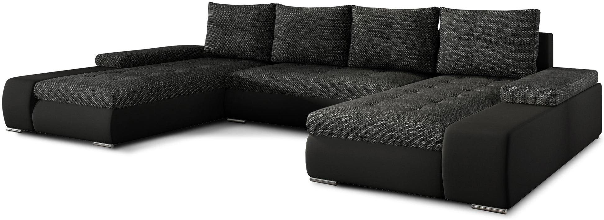 Czarny narożnik Marino uniwersalny w połączeniu tkaniny Berlin 02 i ekoskóry Soft 11 to nowoczesna sofa do salonu o eleganckim, jednolitym wyglądzie, idealna dla rodzin ceniących styl i wygodę.