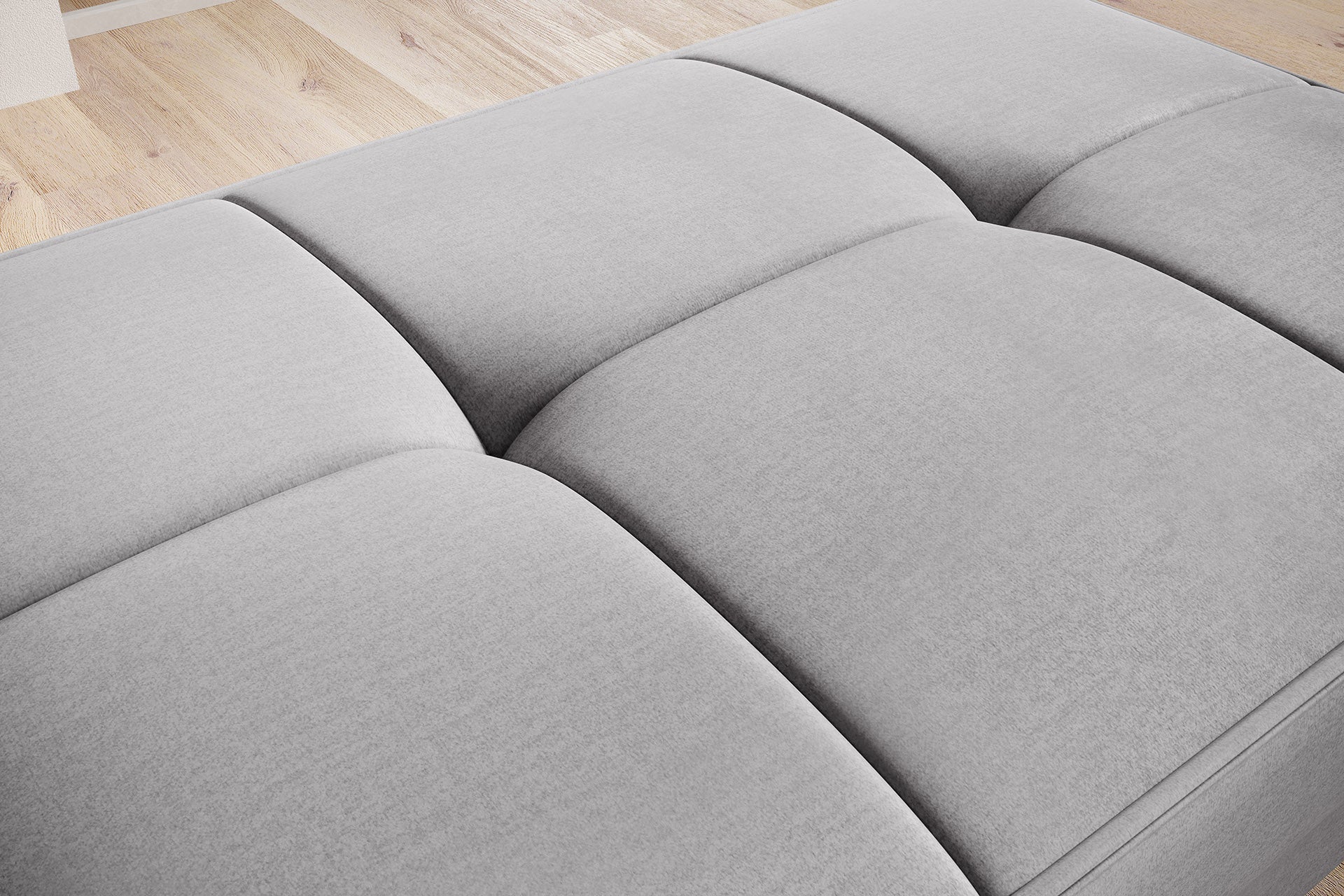 Pufa Bellis Nube 03 łączy funkcjonalność z minimalistycznym designem i miękkim wykończeniem. Jasnoszara tkanina nadaje wnętrzu elegancji i nowoczesnego charakteru.