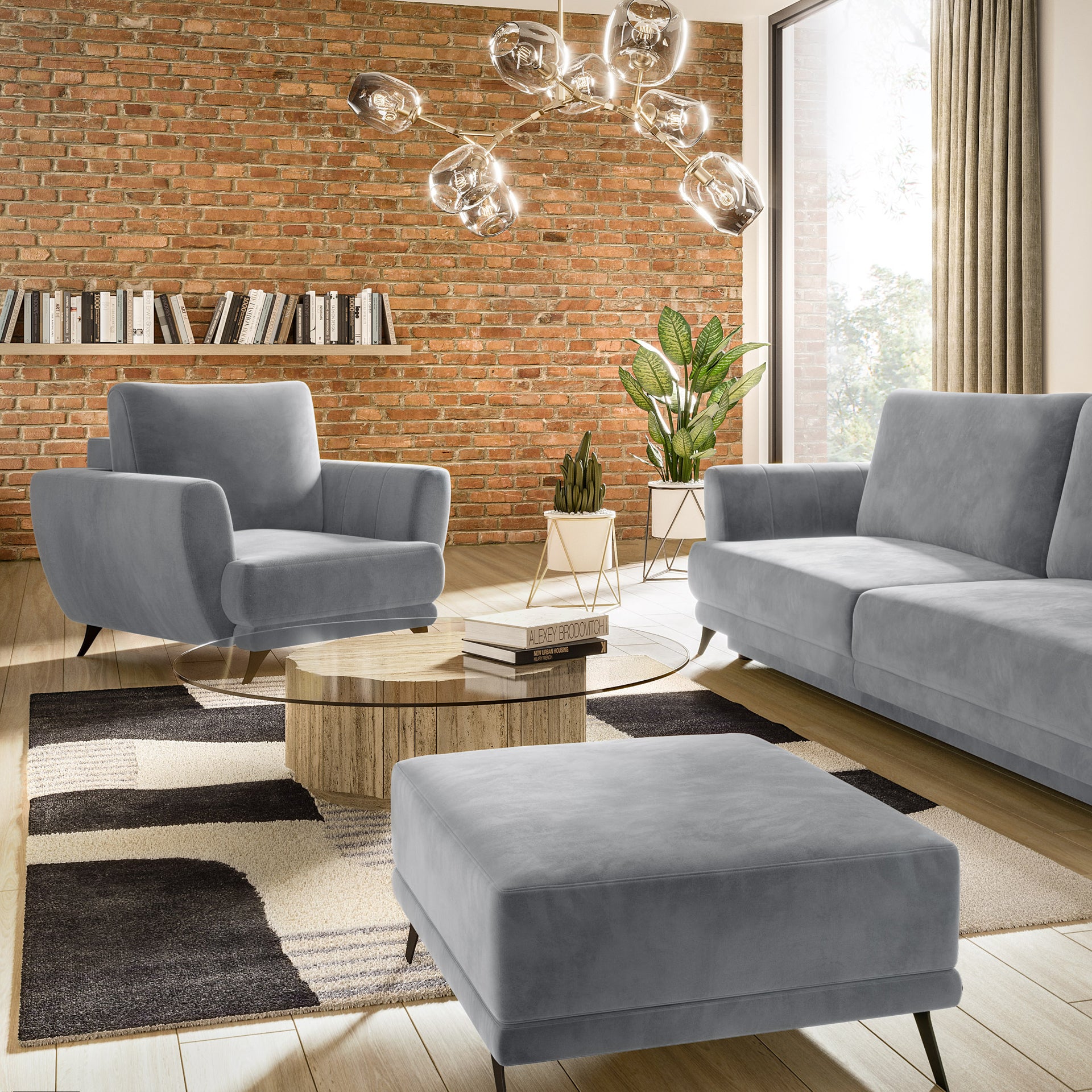 Pufa Megis Sola 04 w jasnoszarym kolorze została wykonana z przyjemnej w dotyku tkaniny. Minimalistyczny design podkreśla elegancki charakter nowoczesnego wnętrza.