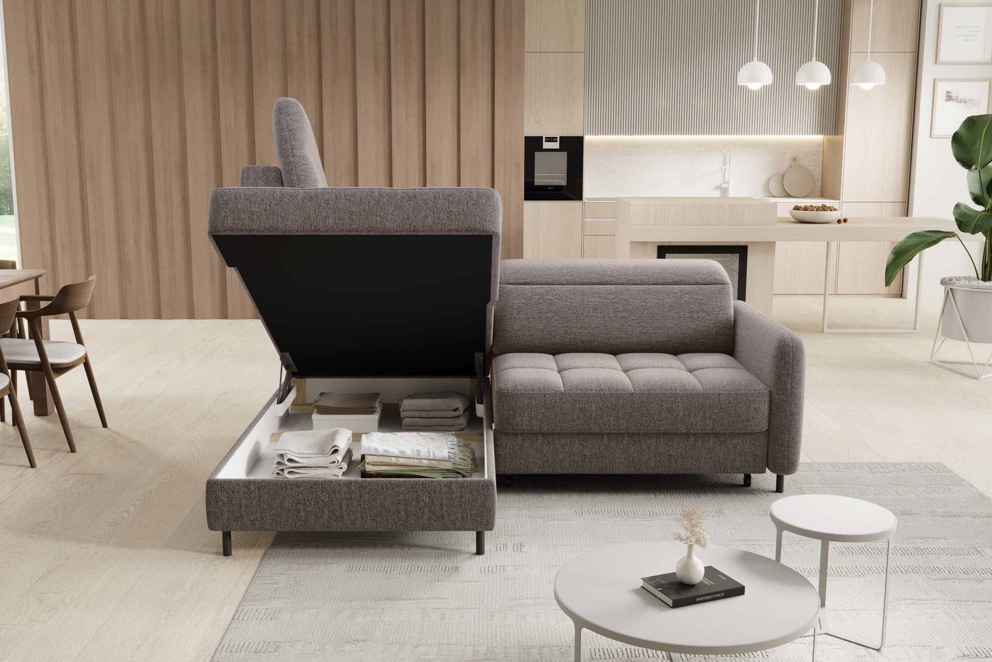 Narożnik Barea Aspen 20, układ lewy – rozłożona funkcja spania