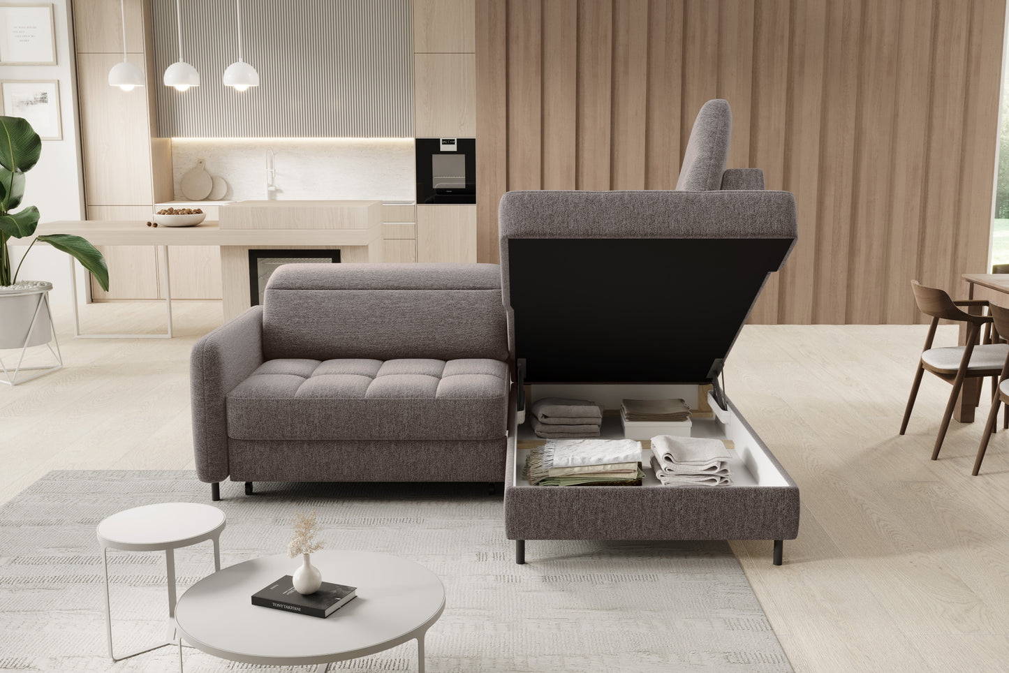 Narożnik Barea Aspen 20, układ prawy – pojemnik na pościel