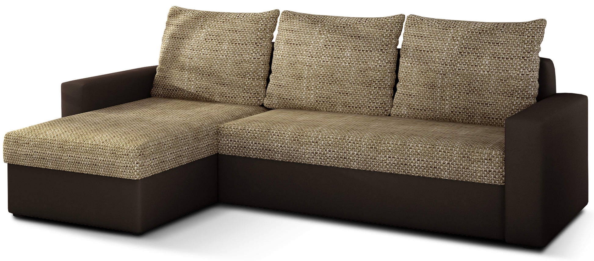 Narożnik Livio, tkanina Berlin 03 ciemnobeż + Soft 66 brąz, klasyczna sofa narożna, układ uniwersalny