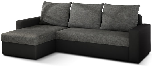 Narożnik Livio, tkanina Sawana 05 ciemnoszary + Soft 11 czarny, dwukolorowa sofa narożna