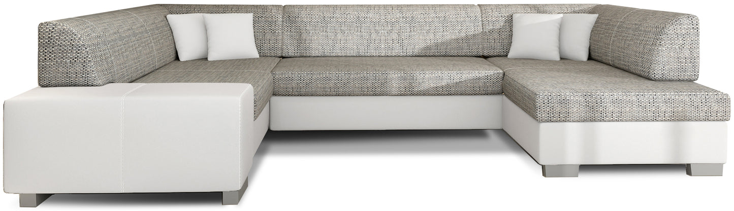 Narożnik Havana Berlin 01 szary z białymi elementami Soft 17, nowoczesna sofa narożna na białym tle