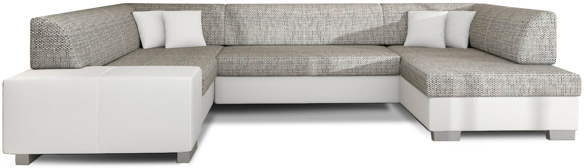 Narożnik Havana Berlin 01 szary z białymi elementami Soft 17, nowoczesna sofa narożna na białym tle