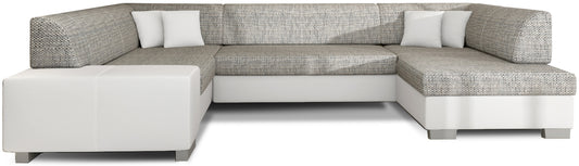 Narożnik Havana Berlin 01 szary z białymi elementami Soft 17, nowoczesna sofa narożna na białym tle