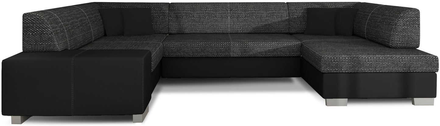 Narożnik Havana Berlin 02 czarny z czarnymi elementami Soft 11, elegancka sofa narożna na białym tle