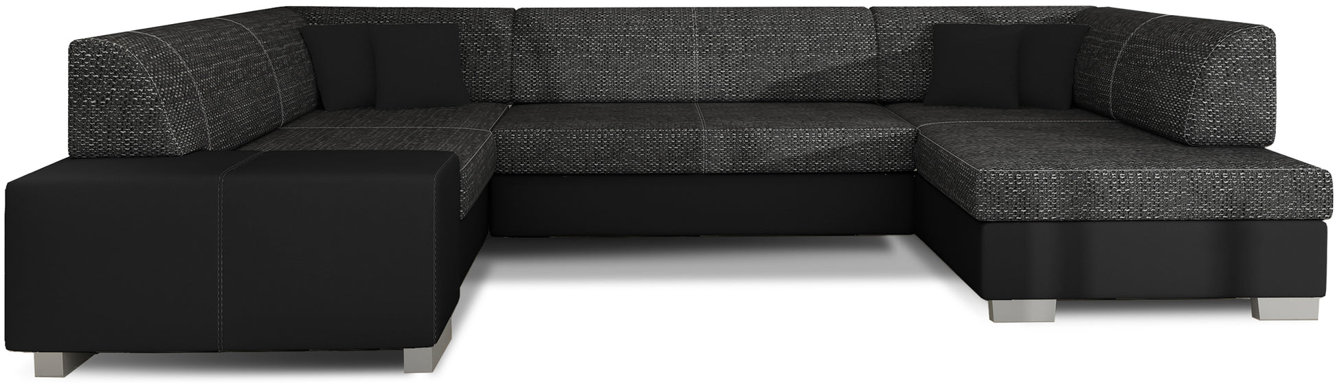 Narożnik Havana Berlin 02 czarny z czarnymi elementami Soft 11, elegancka sofa narożna na białym tle
