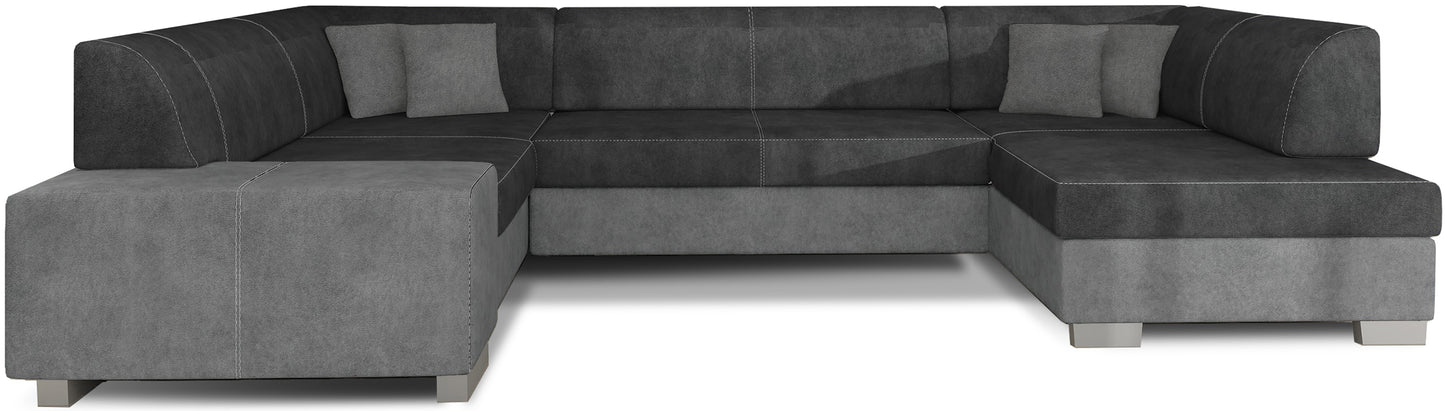 Narożnik Havana Dora 96 ciemnoszary z szarymi elementami Dora 90, nowoczesna sofa narożna na białym tle