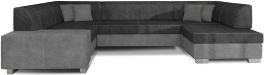 Narożnik Havana Dora 96 ciemnoszary z szarymi elementami Dora 90, nowoczesna sofa narożna na białym tle