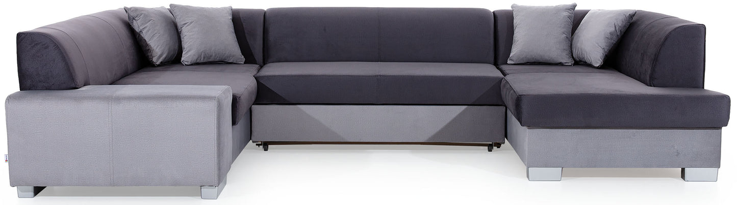 Narożnik Havana Monolith 97 ciemnoszary z szarymi elementami Monolith 84, nowoczesna sofa narożna na białym tle